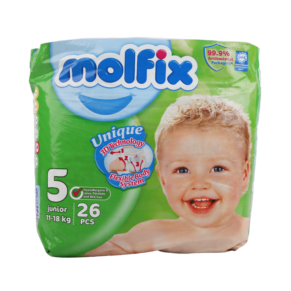 MOLFIX DIAPERS JUNIOR NO5 11-18 KG 26 PCS