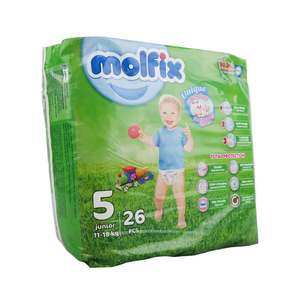 MOLFIX DIAPERS JUNIOR NO5 11-18 KG 26 PCS