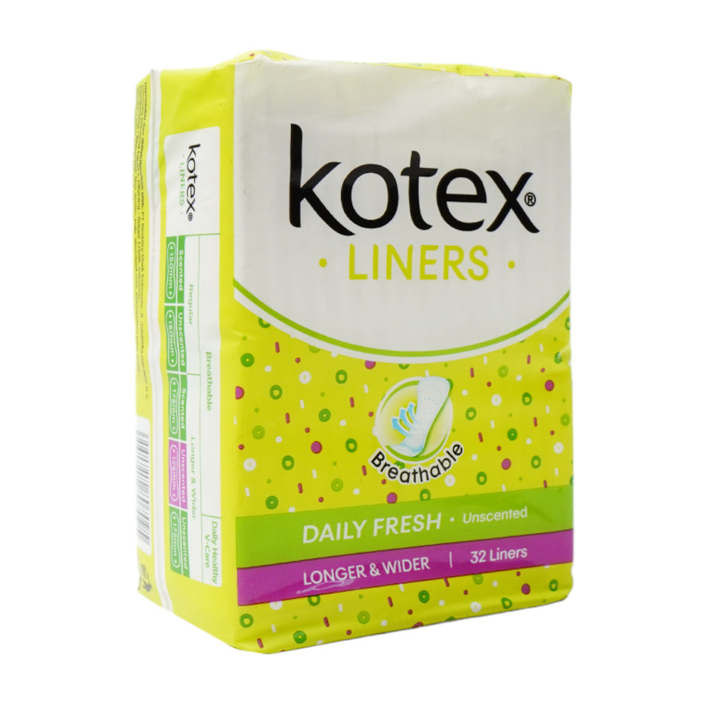 KOTEX SANITARY PADS DAILY FRESH BREATHABLE UNSCENT 32PC