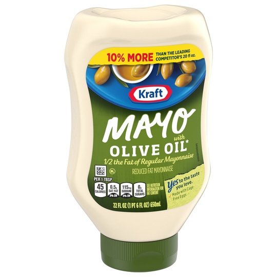 Kraft Mayo with Olive Oil Reduced Fat Mayonnaise Squeeze Bottle, 22 fl oz