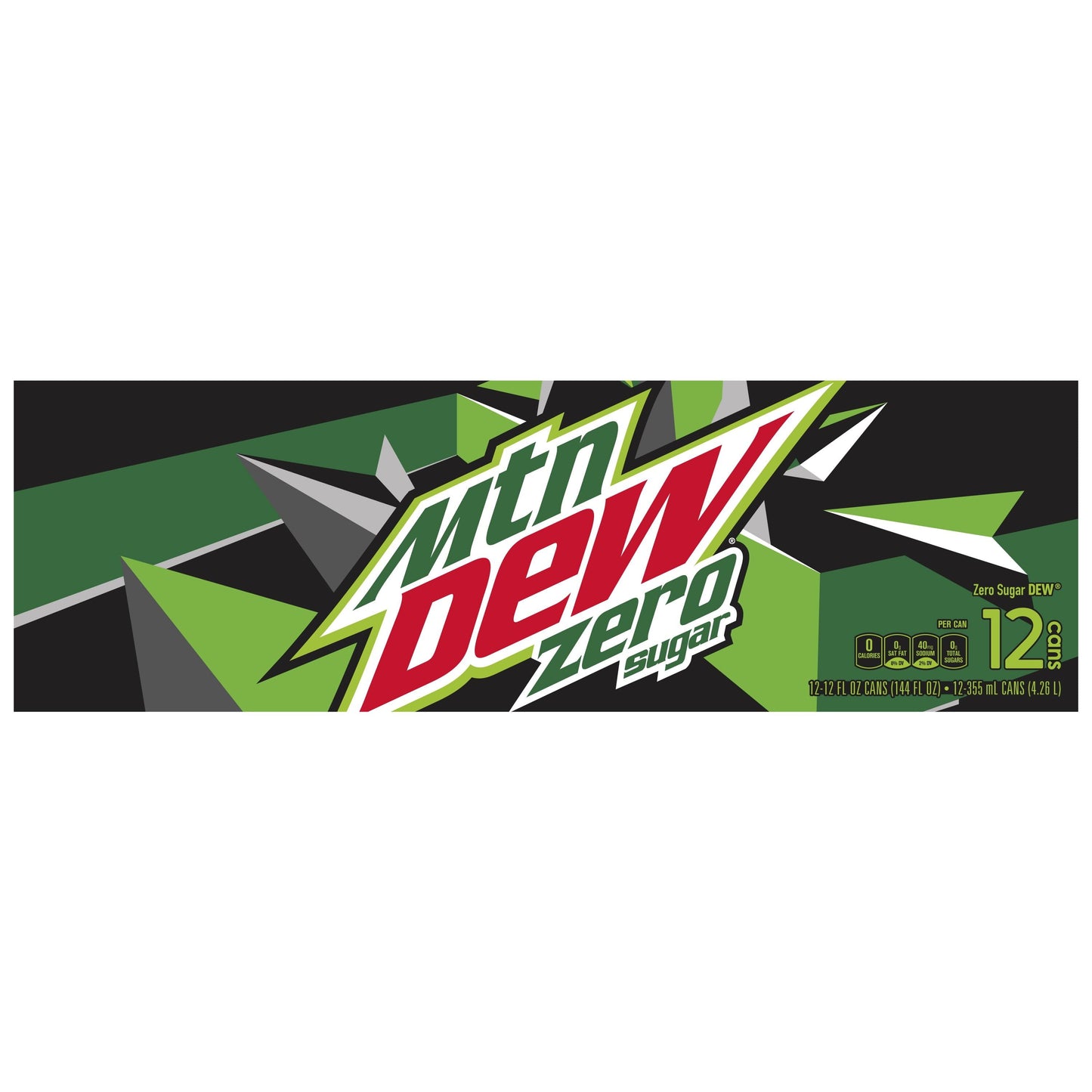 Mountain Dew Zero Sugar Citrus Soda Pop, 12 fl oz, 12 Pack Cans