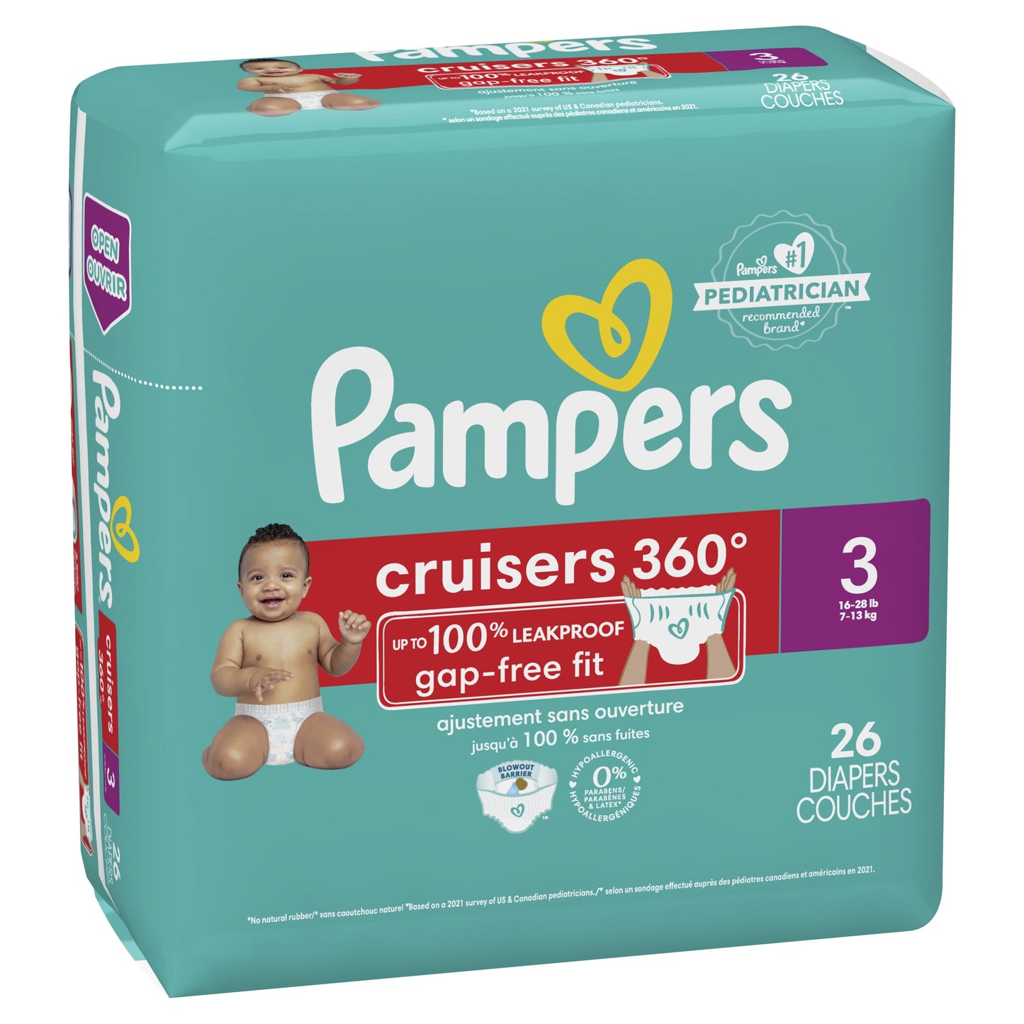 Pampers Cruisers 360 Diapers Size 3, 26 Count