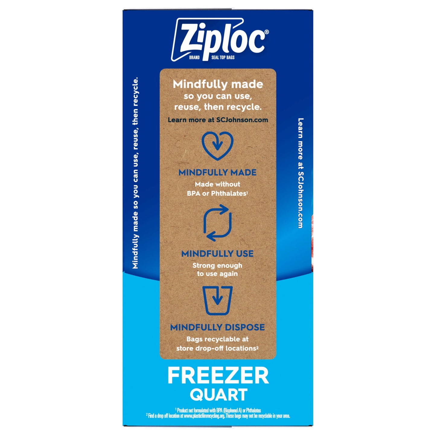 Ziploc® Brand Freezer Bags with New Stay Open Design, Quart, 75, Patented Stand-up Bottom, Easy to Fill Freezer Bag, Unloc a Free Set of Hands in the Kitchen, Microwave Safe, BPA Free