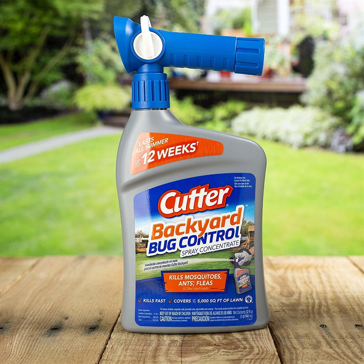 Cutter Backyard Bug Control Insecticide Concentrate with QuickFlip Hose-End Sprayer, 32 Ounces