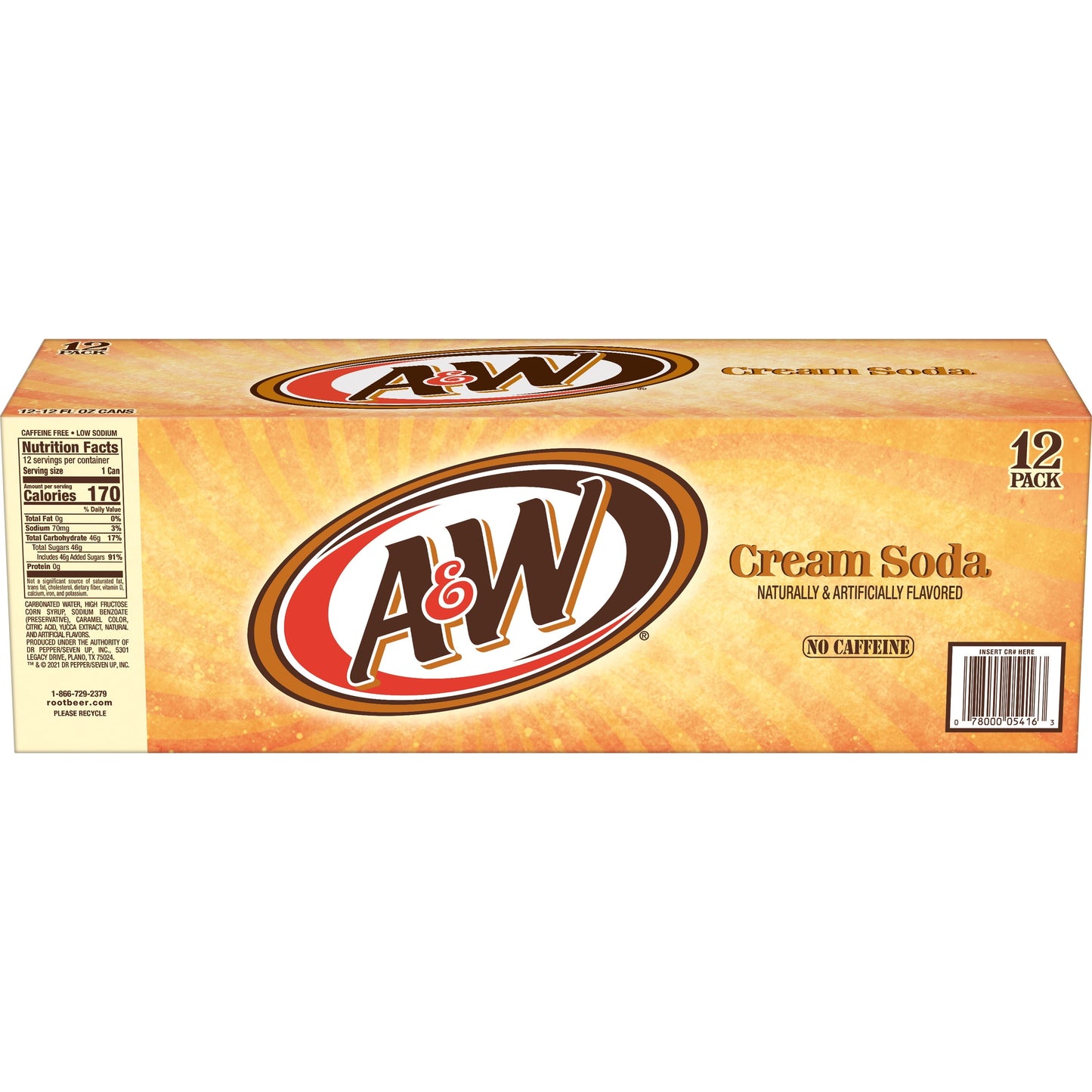 A&W Cream Soda, 12 fl oz, 12 Pack Cans