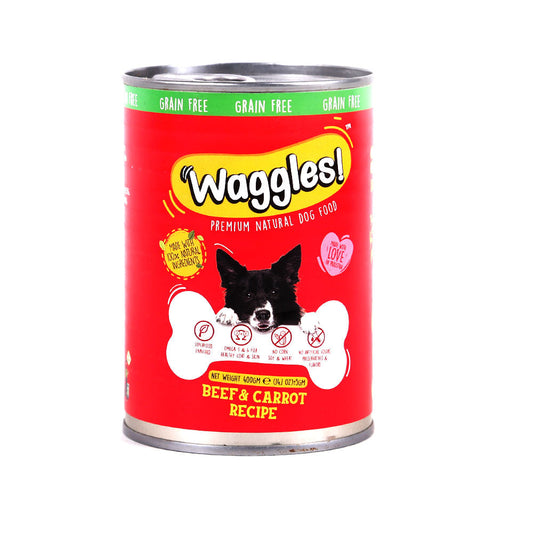 WAGGLES DOG FOOD BEEF & CARROT 400 GM