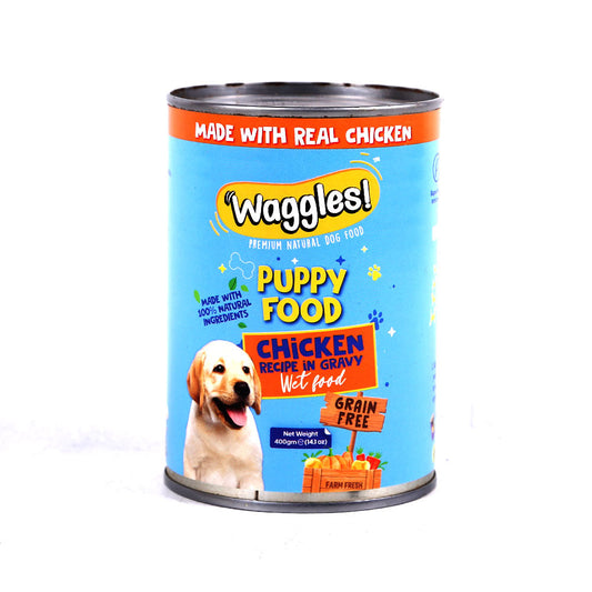 WAGGLES PUPPY FOOD CHICKEN IN GRAVY 400 GM