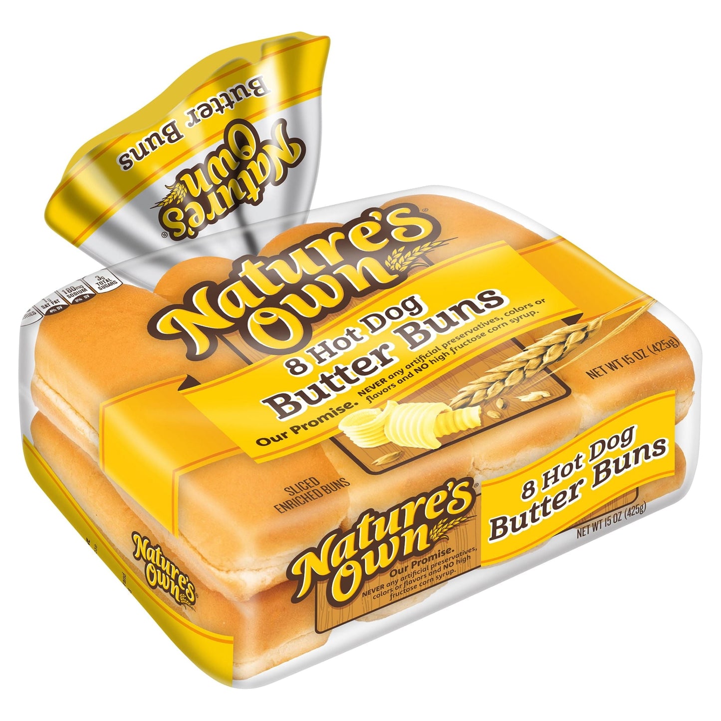 Nature's Own Hot Dog Butter Buns, 15 oz, 8 Count