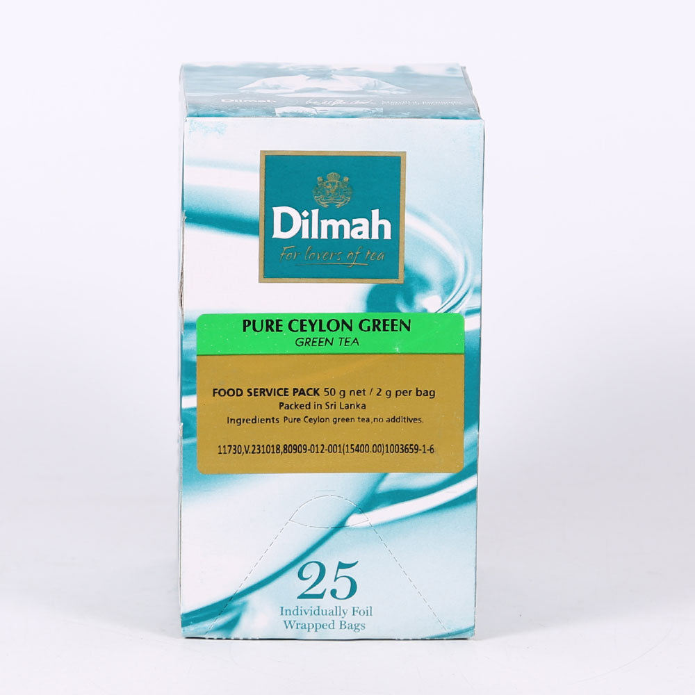 DILMAH PURE CEYLON FOIL ENVELOP GREEN TEA BAG 25S 50GM