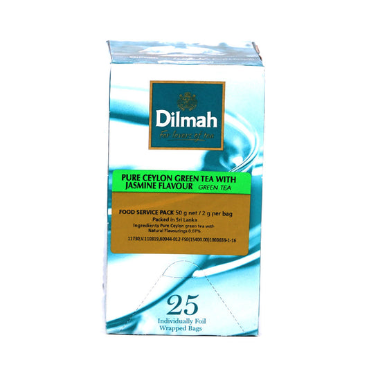 DILMAH PURE CEYLON JASMINE FOIL ENVELOP GREEN TEA BAG 25S 50