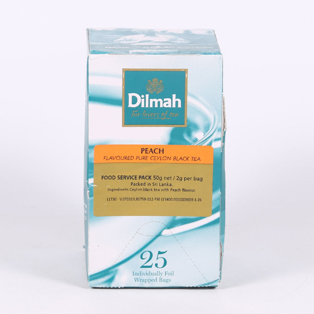 DILMAH PEACH FOIL ENVELOP BLACK TEA BAG 25S 50GM