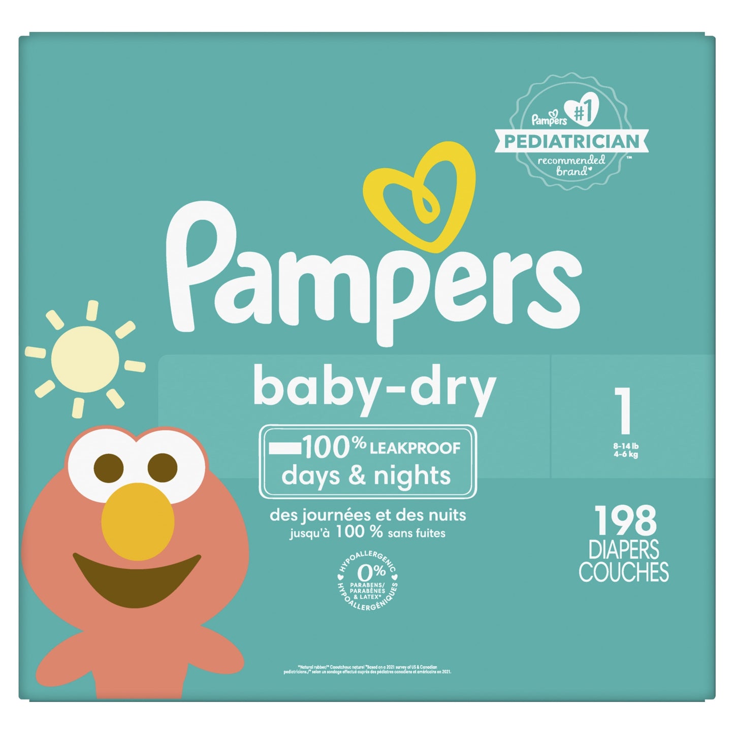 Pampers Baby Dry Diapers Size 1, 198 Count