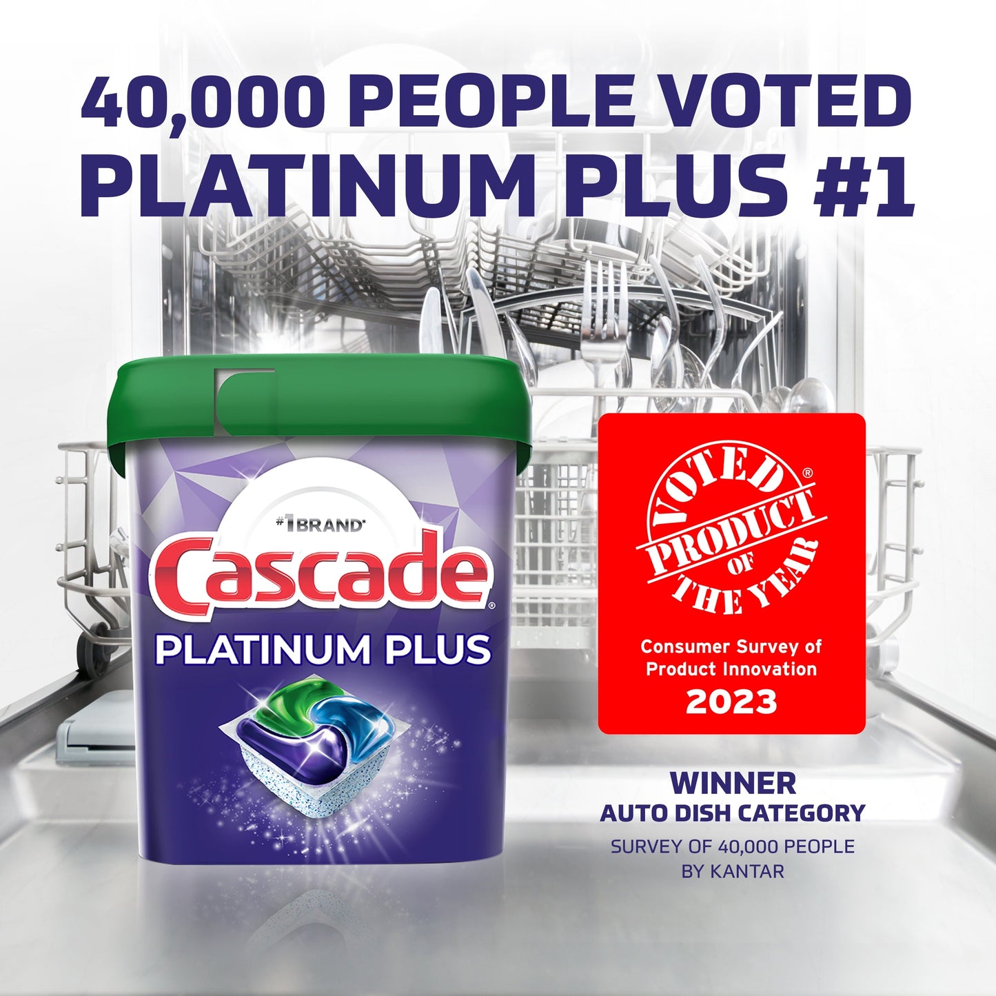 Cascade Platinum Plus Dishwasher Detergent Pacs, Fresh, 62 Count