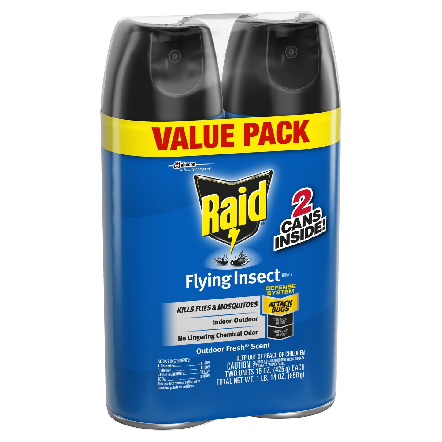 Raid Flying Insect Killer 7, Get Rid of Flies & Other Bugs Indoors & Out, 15 oz, 2 Count