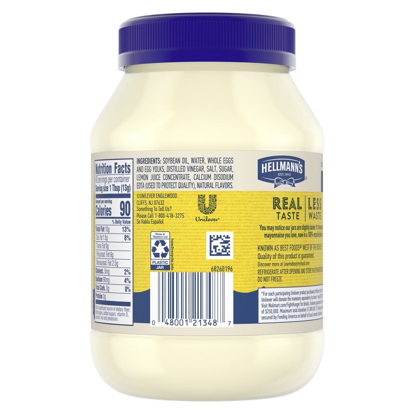 Hellmann's Real Mayonnaise Condiment Real Mayo Gluten Free, Made with 100% Cage-Free Eggs 30 oz