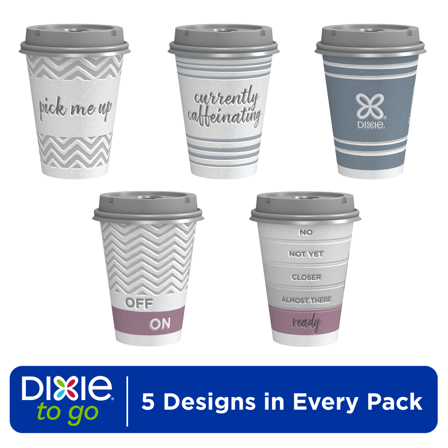 Dixie To Go Disposable Paper Cups with Lids, 12 oz, Multicolor, 20 Count