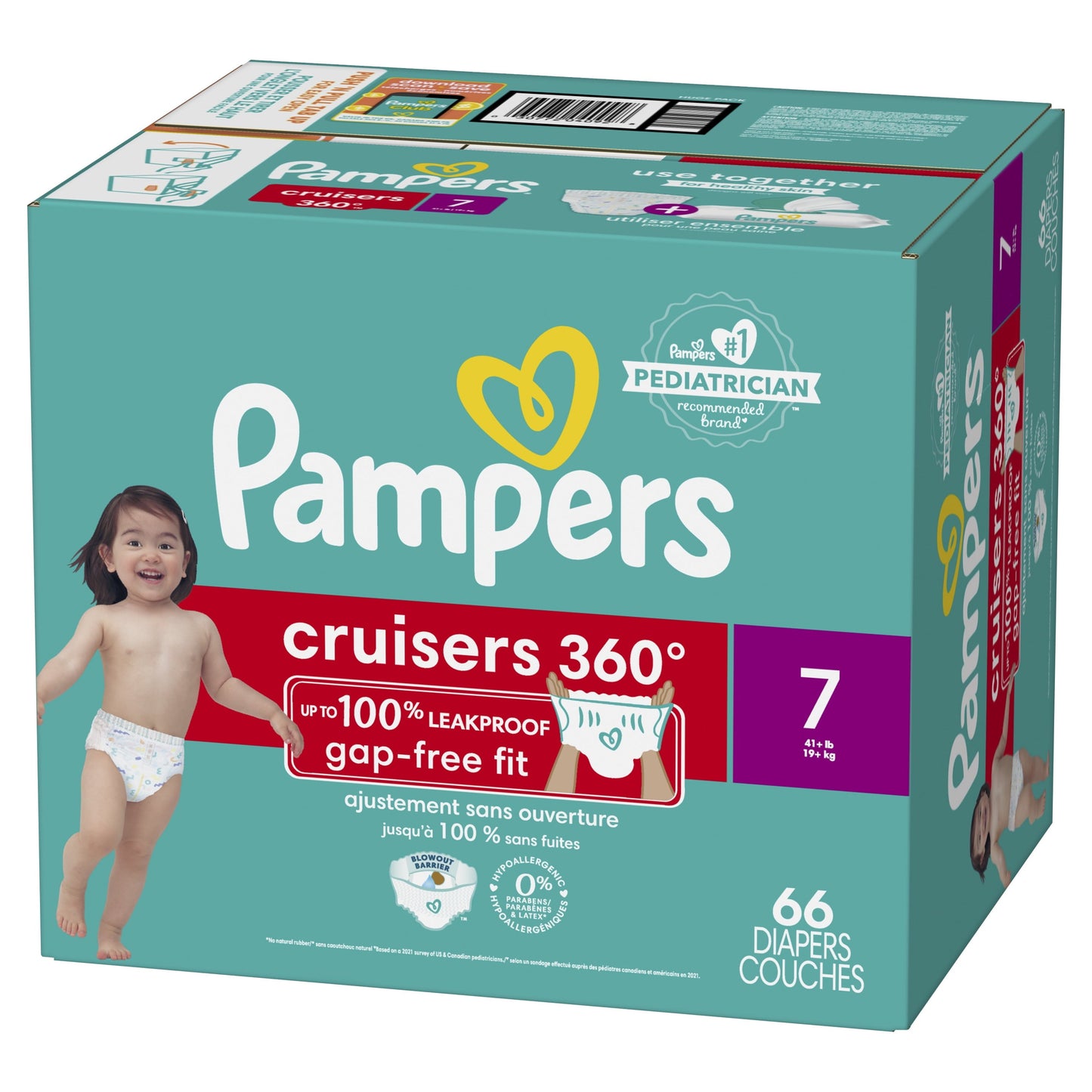 Pampers Cruisers 360 Diapers Size 7, 66 Count