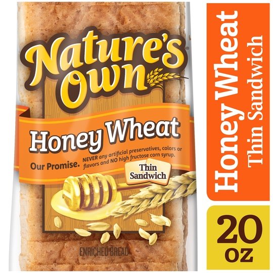 Nature's Own Honey Wheat Thin Sliced, Honey Wheat Sandwich Bread, 20 oz Loaf