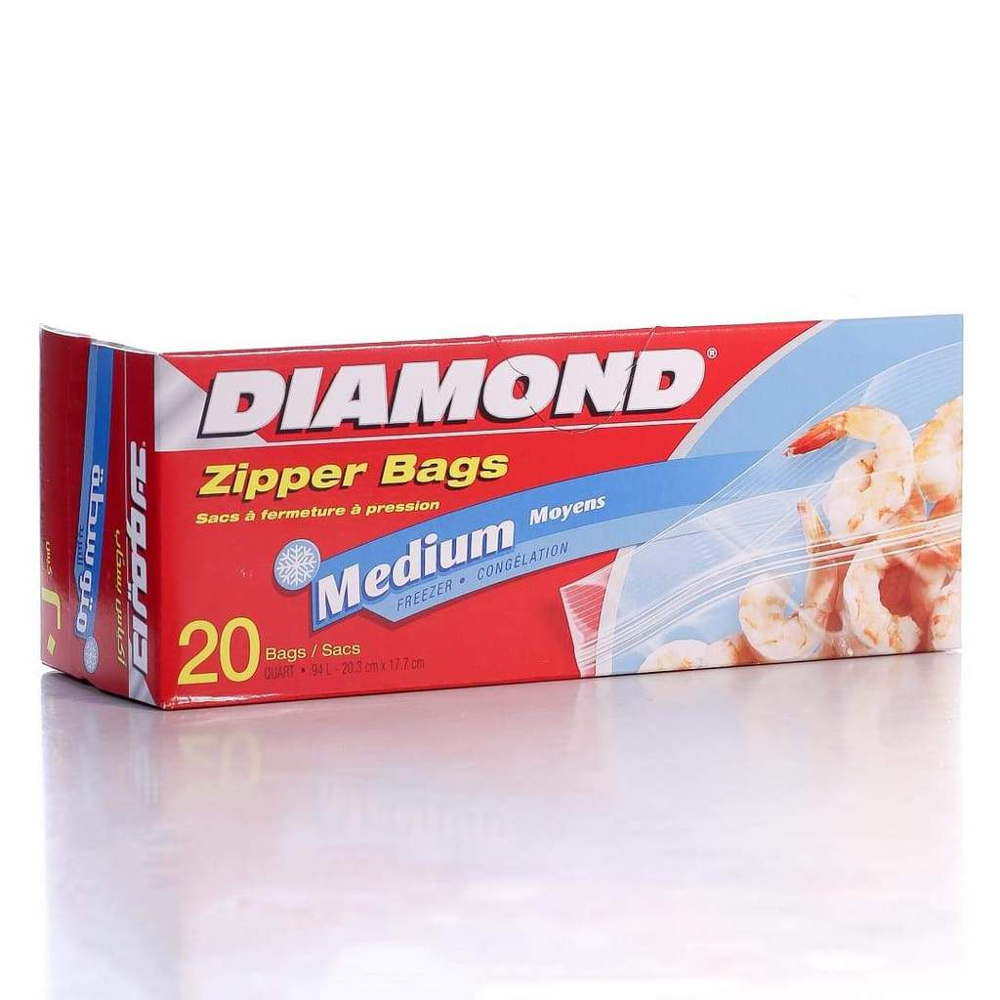 DIAMOND ZIPPER BAGS STORAGE LARGE 20 CT PC