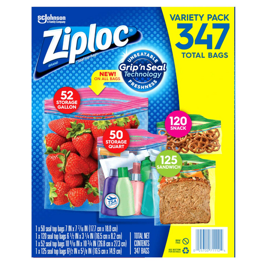 ZIPLOC VARIETY PACK 347 BAGS BASIC