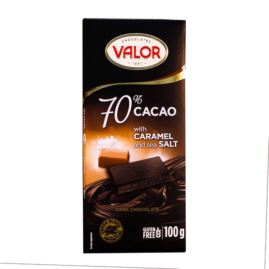 VALOR DARK CHOCOLATE 70% WITH CARAMEL AND SEA SALT 100 GM