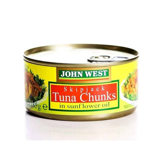 JOHN WEST TUNA CHUNKS SUNFLOWER OIL 185 GM