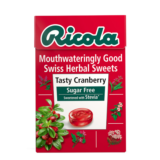 RICOLA CANDY TASTY CRANBERRY SUGAR FREE 45 GM