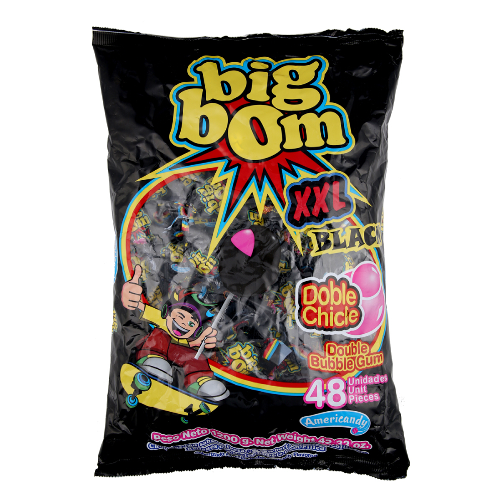 BIG BOM LOLLY POP BLACK XXL 48PC PACK 1200 GM