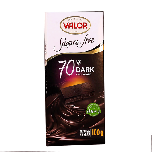 VALOR DARK CHOCOLATE 70% SUGAR FREE STEVIA 100 GM