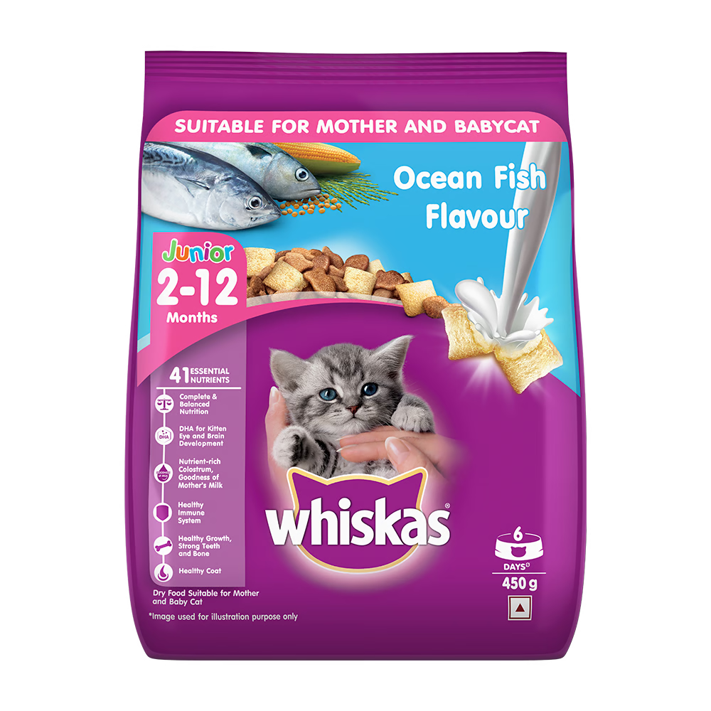 WHISKAS CAT FOOD JUNIOR OCEAN FISH 450 GM