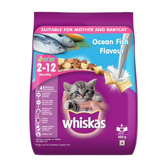 WHISKAS CAT FOOD JUNIOR OCEAN FISH 450 GM