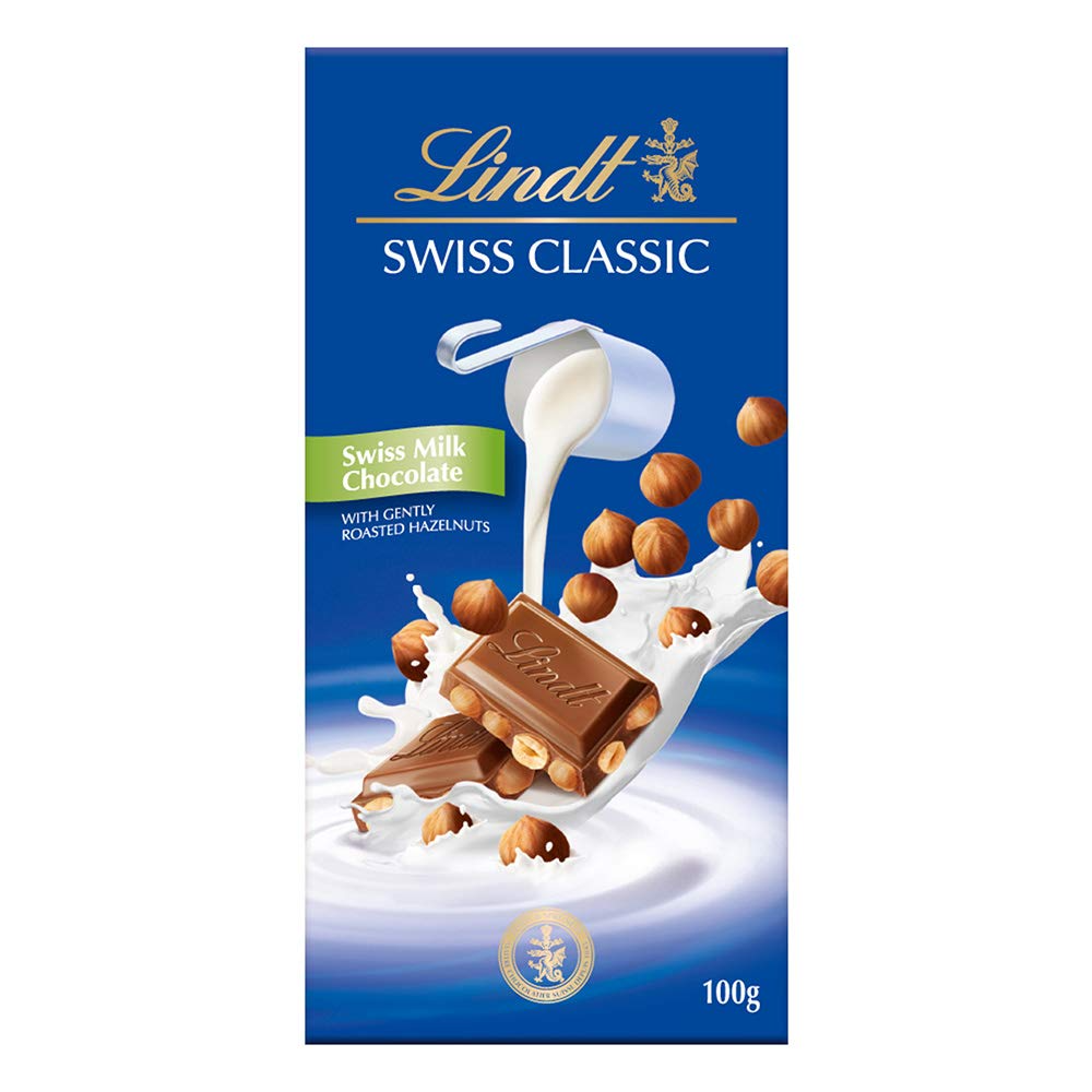 LINDT SWISS CHOCOLATE MILK HAZELNUT 100 GM