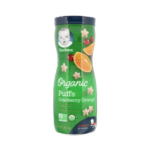 GERBER BABY FOOD ORGANIC PUFFS CRANBERRY ORANGE 42 GM BASIC