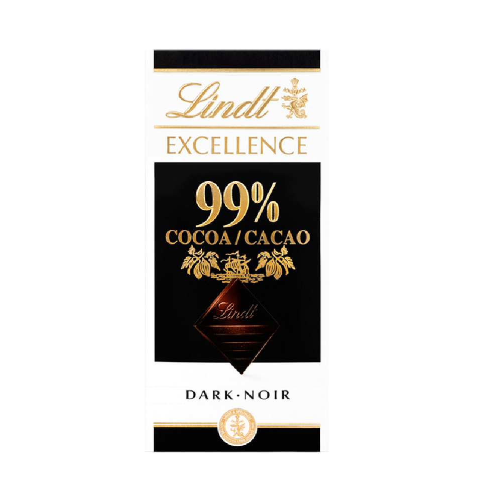 LINDT EXCELLENCE DARK CHOCOLATE 99% COCOA DARK 50 GM