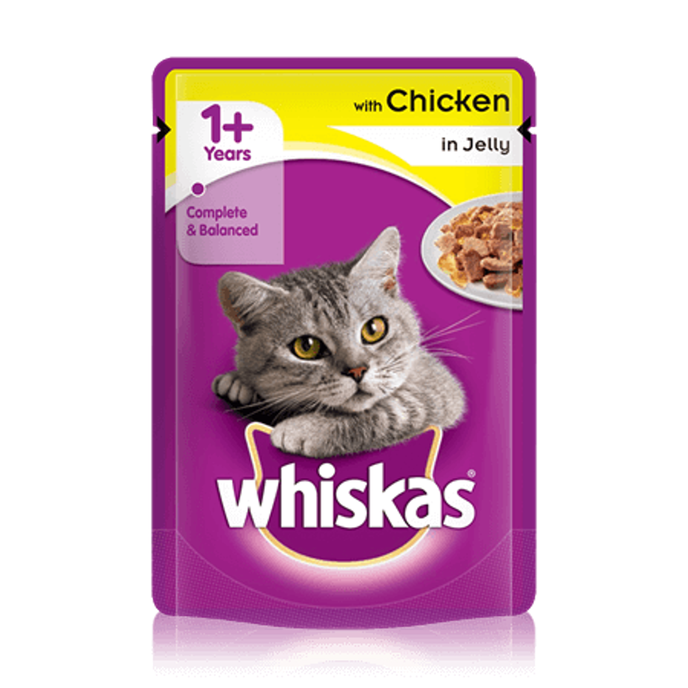 WHISKAS CAT FOOD JELLY MIX SELECTION 1+YEAR 85 GM