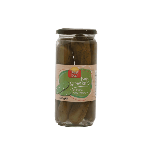 BEST DAY MINI GHERKINS IN BRINE AND VINEGAR 500 GM