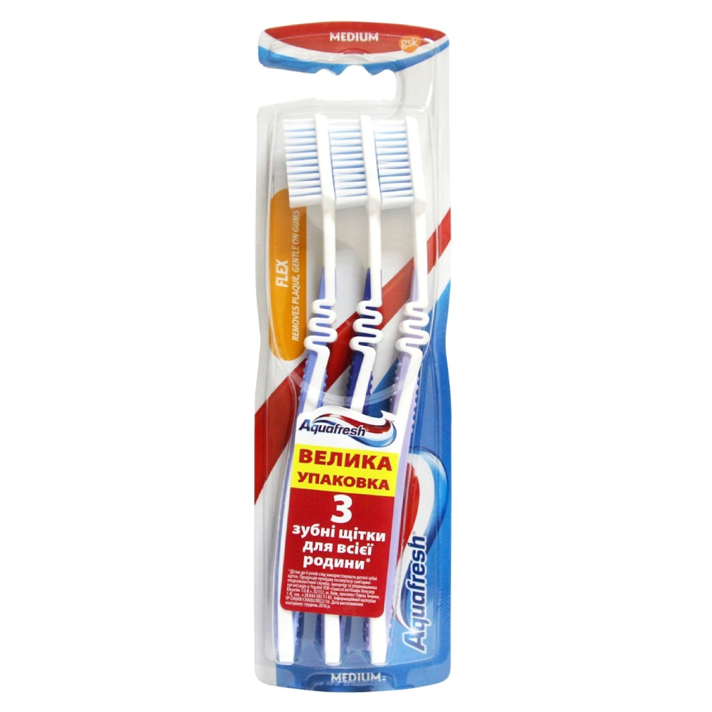 AQUAFRESH TOOTH BRUSH FLEX  MEDIUM 3 PCS 6197