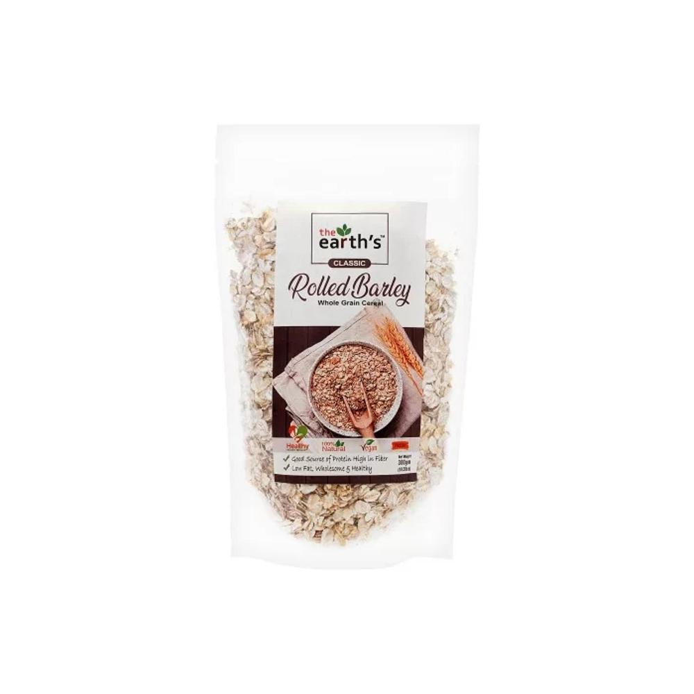 THE EARTHS CEREAL ROLLED BARLEY WHOLE GRAIN 300 GM