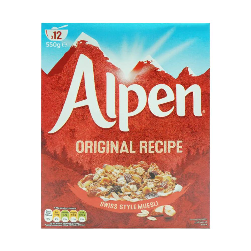 ALPEN CEREAL ORIGINAL SWISS STYLE MUESLI 550 GM