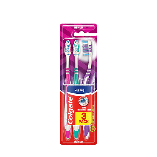 COLGATE TOOTH BRUSH ZIGZAG TRIPLE PACK MEDIUM