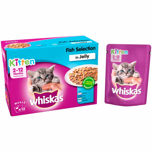 WHISKAS CAT FOOD JELLY JUNIOR KITTEN 12 MONTHS 100 GM SINGLE PIECE