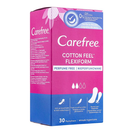 CAREFREE SANITARY PADS COTTON FLEXIFORM UNSCENTED 30PC