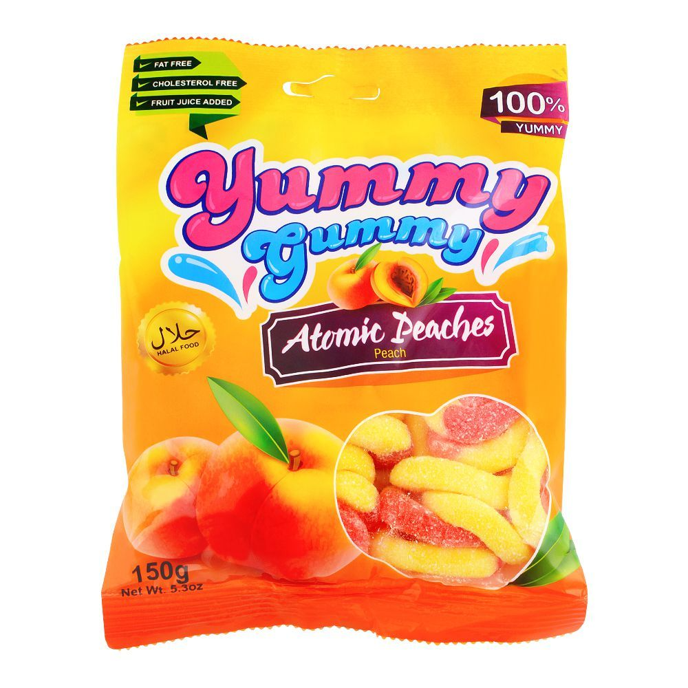 YUMMY GUMMY JELLY ATOMIC PEACHES BAG 150 GM