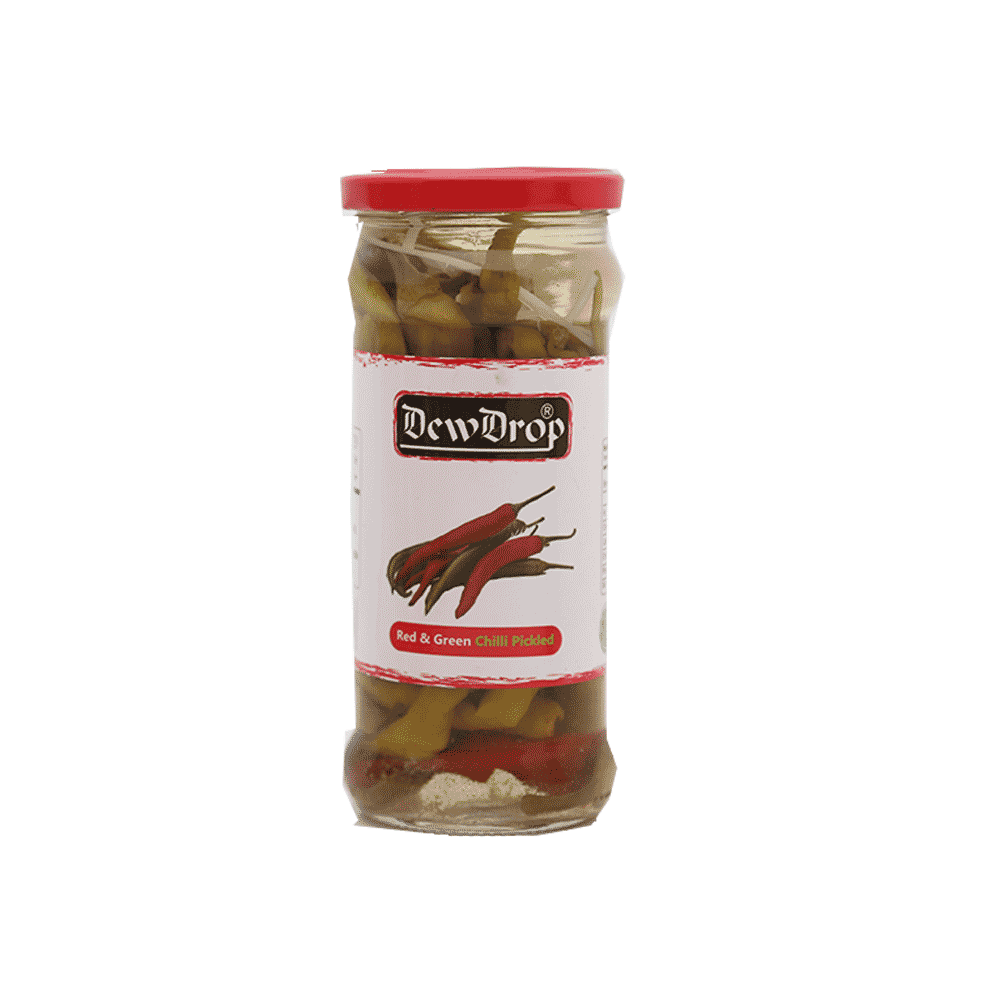 DEW DROP PICKLED RED AND GREEN CHILLI 420 GM