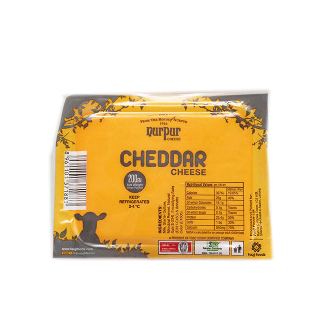 NURPUR CHEDDAR CHEESE BLOCK 200GM