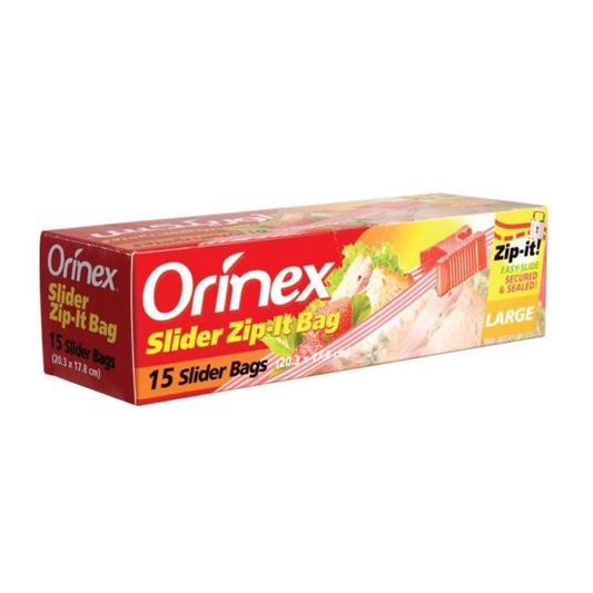 ORINEX SLIDER ZIPIT BAG LARGE 20.3 X 17.8CM 15BAGS