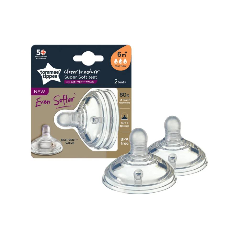 TOMMEE TIPPEE FAST FLOW NIPPLE 6M+ 2TEATS 422124/38