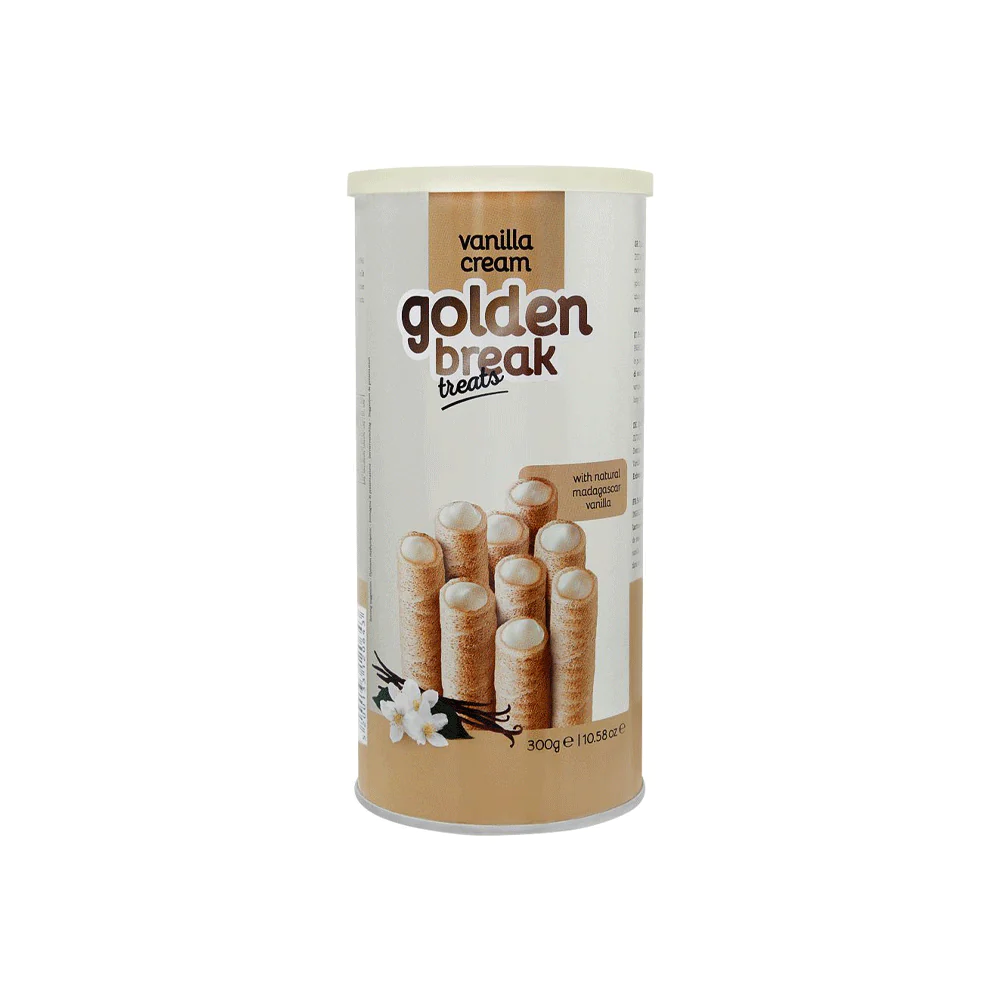 GOLDEN BREAK WAFER TREATS VANILLA CREAM TIN 135 GM