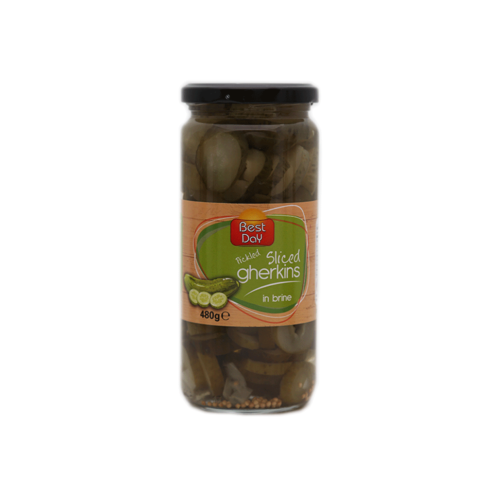 BEST DAY PICKLED GHERKINS SLICED IN BRINE 480 GM