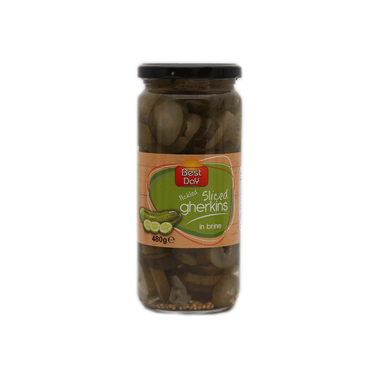 BEST DAY PICKLED GHERKINS SLICED IN BRINE 480 GM